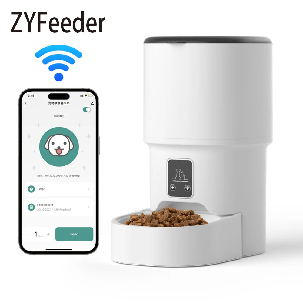 4L WiFi Smart Automatic Pet Feeder with Camera – App Control, Two-Way Audio, Scheduled Feeding for Cats & Dogs (Power Adapter Not Included)