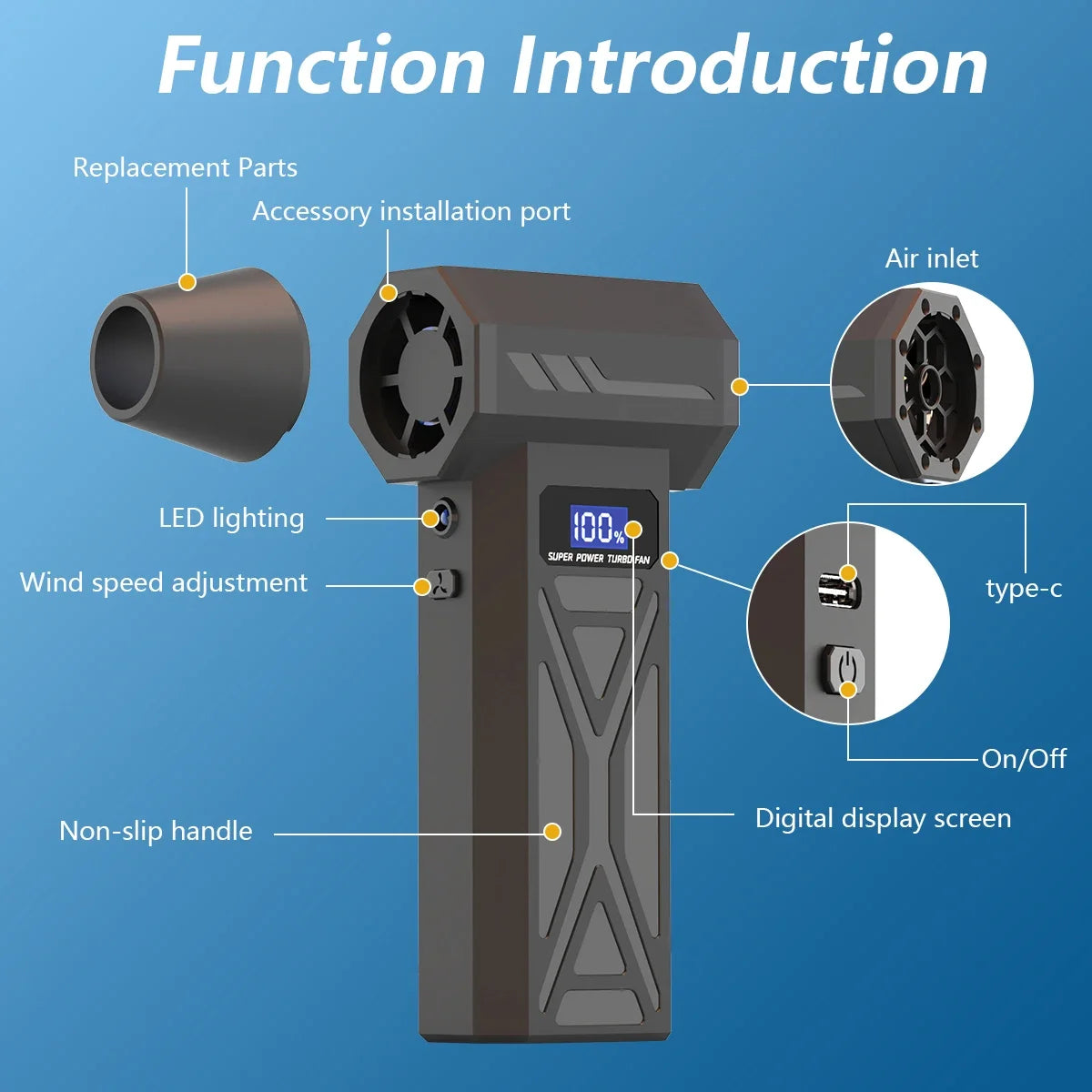 Portable Turbo Fan P70 – High Power Handheld Cooling Fan