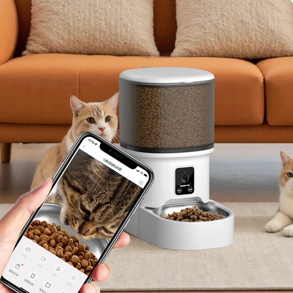 4L WiFi Smart Automatic Pet Feeder with Camera – App Control, Two-Way Audio, Scheduled Feeding for Cats & Dogs (Power Adapter Not Included)